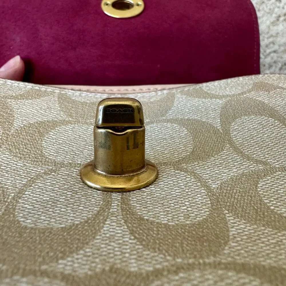 COACH Mini Cassidy Crossbody Shoulder Satchel Snake Embossed Leather Signature